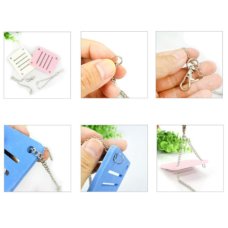 PZRT 1-Pack Cute Parrot Hamster Small Swing Hanging Bed Wooden Cage Hamster Toy Chinchilla Amuse Mouse Pet Gadget (White) - Image 3